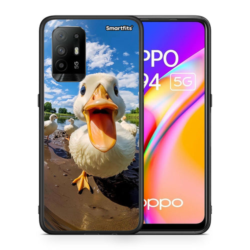 Θήκη Oppo A94 5G Duck Face από τη Smartfits με σχέδιο στο πίσω μέρος και μαύρο περίβλημα | Oppo A94 5G Duck Face case with colorful back and black bezels