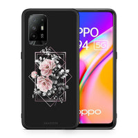 Thumbnail for Θήκη Oppo A94 5G Frame Flower από τη Smartfits με σχέδιο στο πίσω μέρος και μαύρο περίβλημα | Oppo A94 5G Frame Flower case with colorful back and black bezels