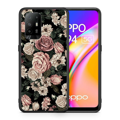 Θήκη Oppo A94 5G Wild Roses Flower από τη Smartfits με σχέδιο στο πίσω μέρος και μαύρο περίβλημα | Oppo A94 5G Wild Roses Flower case with colorful back and black bezels