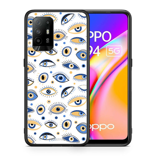 Θήκη Oppo A94 5G Ftou Ftou από τη Smartfits με σχέδιο στο πίσω μέρος και μαύρο περίβλημα | Oppo A94 5G Ftou Ftou case with colorful back and black bezels