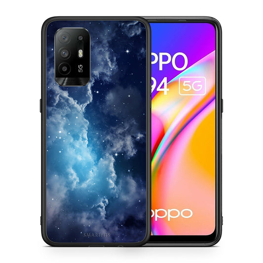 Θήκη Oppo A94 5G Blue Sky Galaxy από τη Smartfits με σχέδιο στο πίσω μέρος και μαύρο περίβλημα | Oppo A94 5G Blue Sky Galaxy case with colorful back and black bezels
