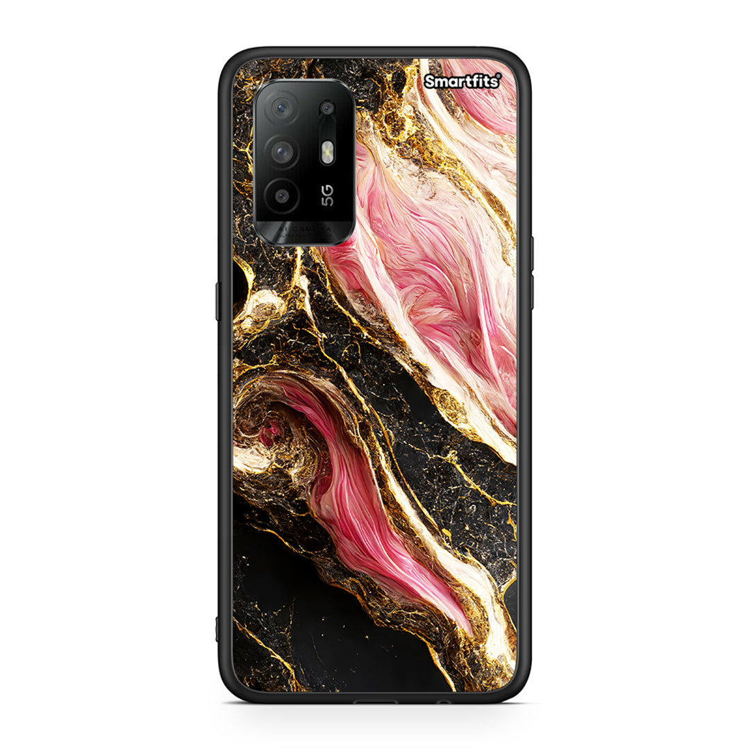 Oppo A94 5G Glamorous Pink Marble θήκη από τη Smartfits με σχέδιο στο πίσω μέρος και μαύρο περίβλημα | Smartphone case with colorful back and black bezels by Smartfits
