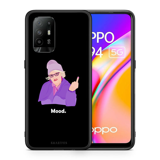 Θήκη Oppo A94 5G Grandma Mood Black από τη Smartfits με σχέδιο στο πίσω μέρος και μαύρο περίβλημα | Oppo A94 5G Grandma Mood Black case with colorful back and black bezels