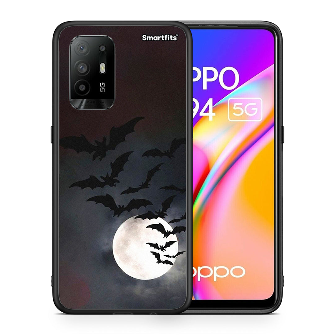 Θήκη Oppo A94 5G Halloween Bat Night από τη Smartfits με σχέδιο στο πίσω μέρος και μαύρο περίβλημα | Oppo A94 5G Halloween Bat Night case with colorful back and black bezels