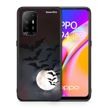 Θήκη Oppo A94 5G Halloween Bat Night από τη Smartfits με σχέδιο στο πίσω μέρος και μαύρο περίβλημα | Oppo A94 5G Halloween Bat Night case with colorful back and black bezels