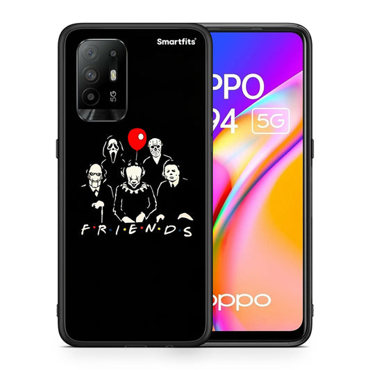 Θήκη Oppo A94 5G Halloween Friends από τη Smartfits με σχέδιο στο πίσω μέρος και μαύρο περίβλημα | Oppo A94 5G Halloween Friends case with colorful back and black bezels