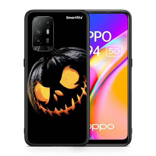 Θήκη Oppo A94 5G Halloween Scary Pumpkin από τη Smartfits με σχέδιο στο πίσω μέρος και μαύρο περίβλημα | Oppo A94 5G Halloween Scary Pumpkin case with colorful back and black bezels