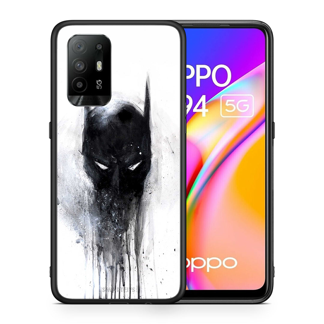 Θήκη Oppo A94 5G Paint Bat Hero από τη Smartfits με σχέδιο στο πίσω μέρος και μαύρο περίβλημα | Oppo A94 5G Paint Bat Hero case with colorful back and black bezels