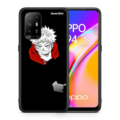 Θήκη Oppo A94 5G Itadori Anime από τη Smartfits με σχέδιο στο πίσω μέρος και μαύρο περίβλημα | Oppo A94 5G Itadori Anime case with colorful back and black bezels