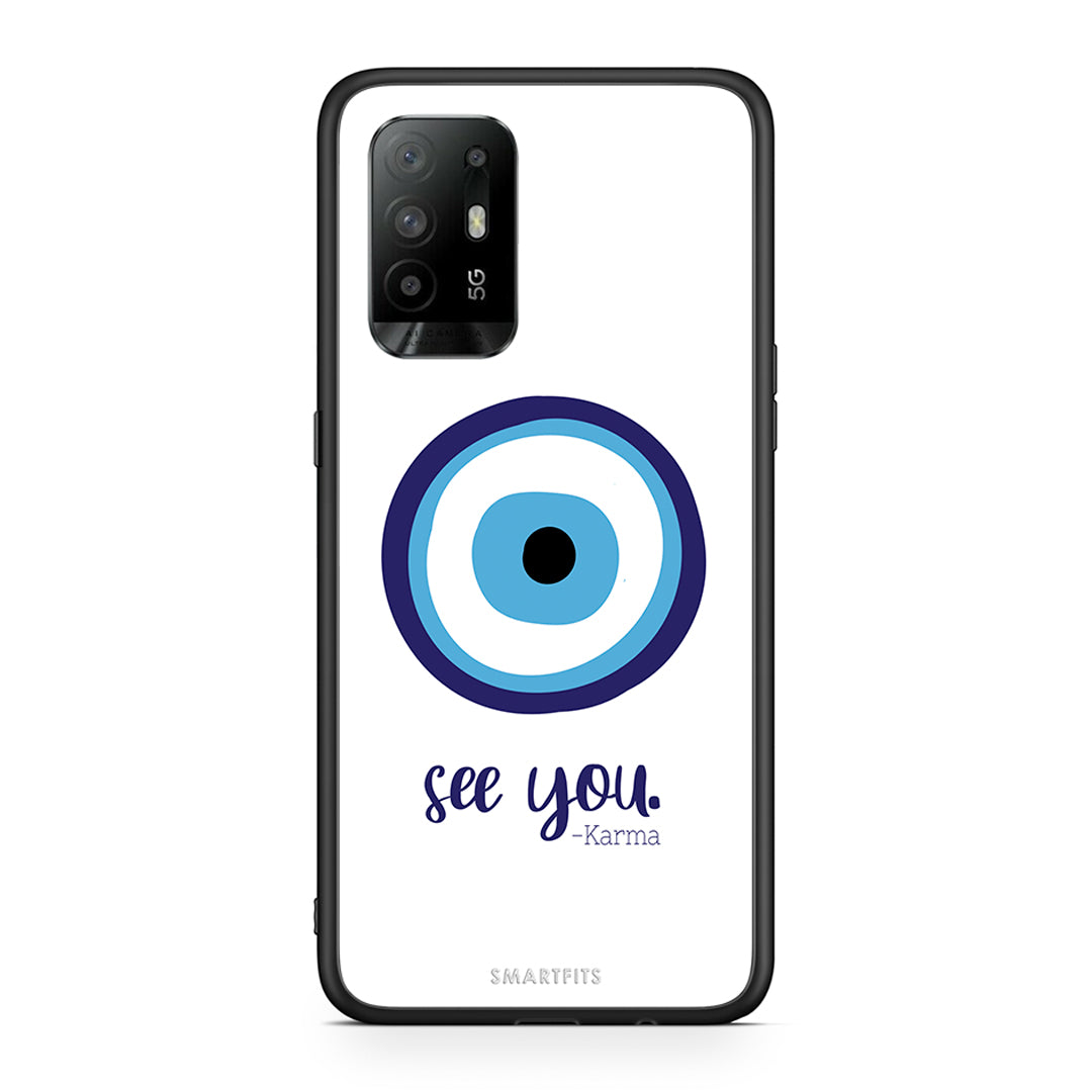 Oppo A94 5G Karma Says θήκη από τη Smartfits με σχέδιο στο πίσω μέρος και μαύρο περίβλημα | Smartphone case with colorful back and black bezels by Smartfits