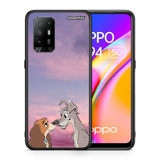 Θήκη Oppo A94 5G Lady And Tramp από τη Smartfits με σχέδιο στο πίσω μέρος και μαύρο περίβλημα | Oppo A94 5G Lady And Tramp case with colorful back and black bezels