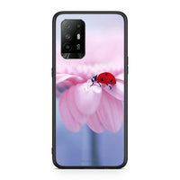 Thumbnail for Oppo A94 5G Ladybug Flower θήκη από τη Smartfits με σχέδιο στο πίσω μέρος και μαύρο περίβλημα | Smartphone case with colorful back and black bezels by Smartfits