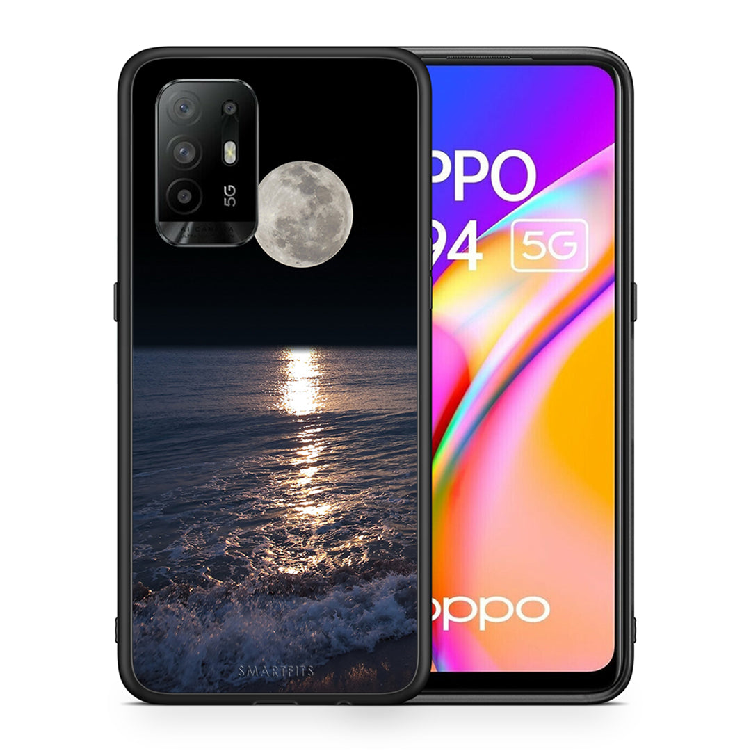 Θήκη Oppo A94 5G Moon Landscape από τη Smartfits με σχέδιο στο πίσω μέρος και μαύρο περίβλημα | Oppo A94 5G Moon Landscape case with colorful back and black bezels