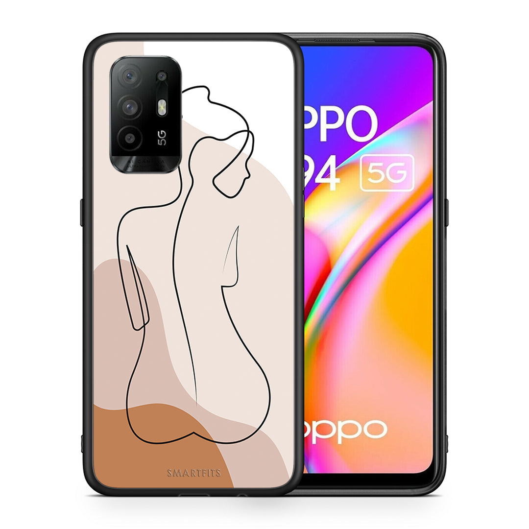 Θήκη Oppo A94 5G LineArt Woman από τη Smartfits με σχέδιο στο πίσω μέρος και μαύρο περίβλημα | Oppo A94 5G LineArt Woman case with colorful back and black bezels