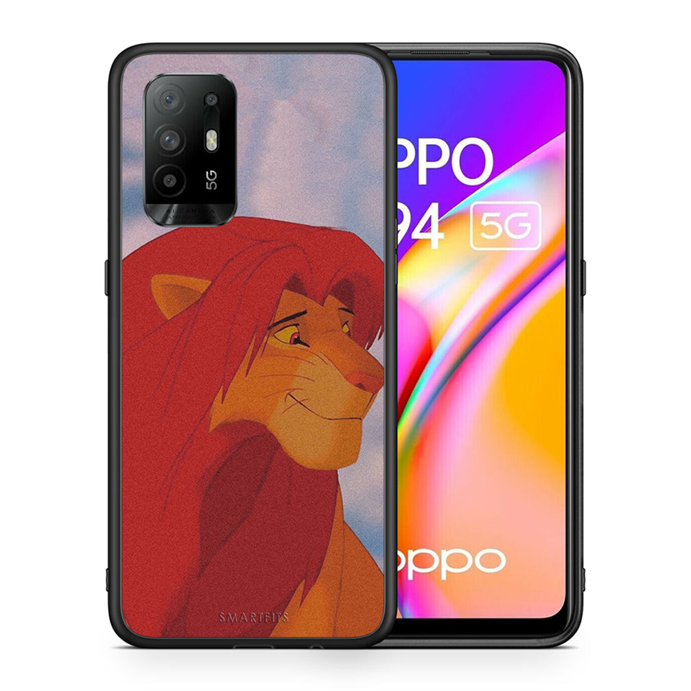 Θήκη Αγίου Βαλεντίνου Oppo A94 5G Lion Love 1 από τη Smartfits με σχέδιο στο πίσω μέρος και μαύρο περίβλημα | Oppo A94 5G Lion Love 1 case with colorful back and black bezels