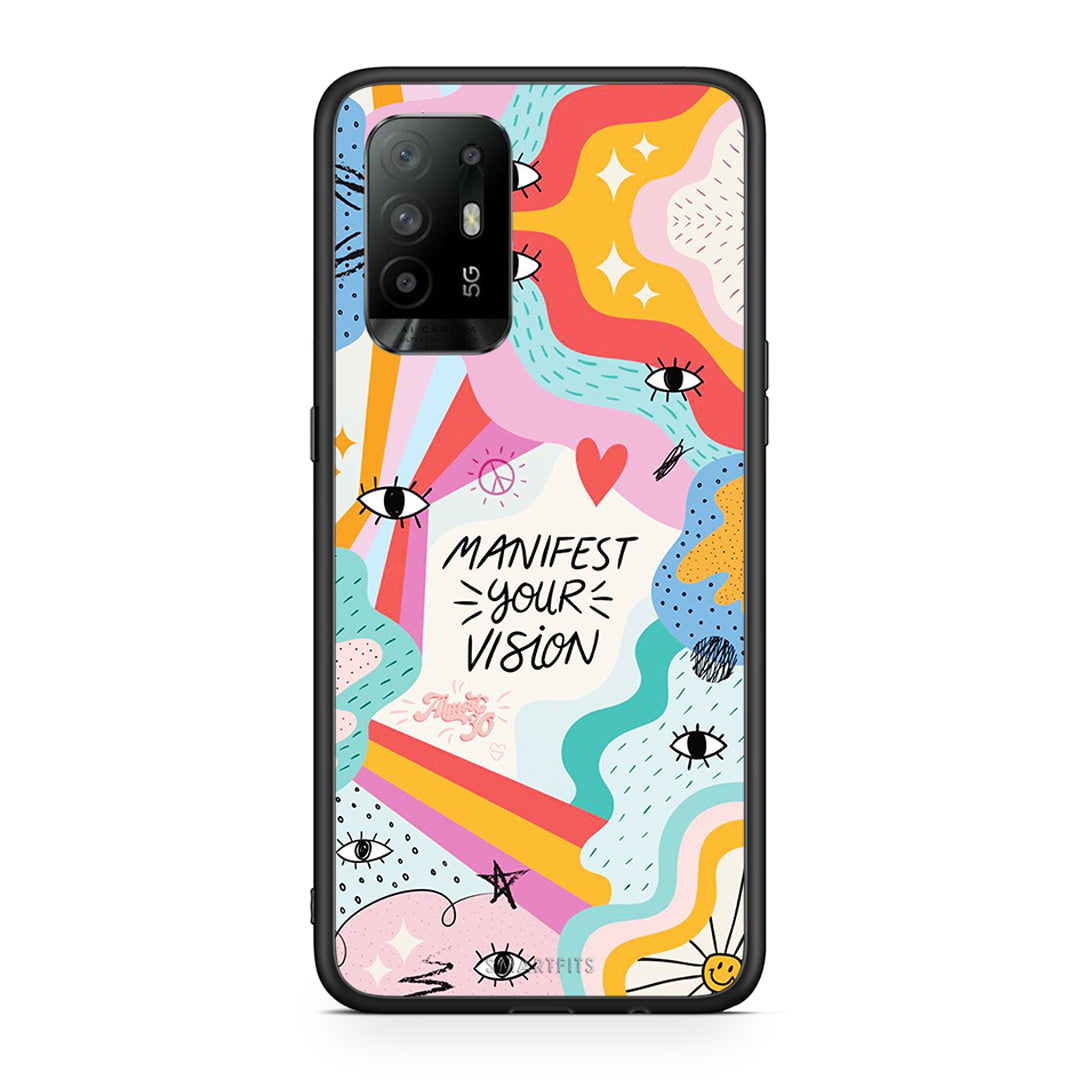 Oppo A94 5G Manifest Your Vision θήκη από τη Smartfits με σχέδιο στο πίσω μέρος και μαύρο περίβλημα | Smartphone case with colorful back and black bezels by Smartfits