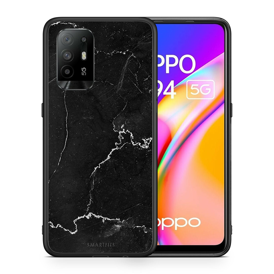 Θήκη Oppo A94 5G Black Marble από τη Smartfits με σχέδιο στο πίσω μέρος και μαύρο περίβλημα | Oppo A94 5G Black Marble case with colorful back and black bezels