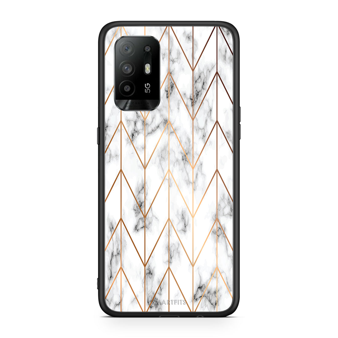 44 - Oppo A94 5G Gold Geometric Marble case, cover, bumper