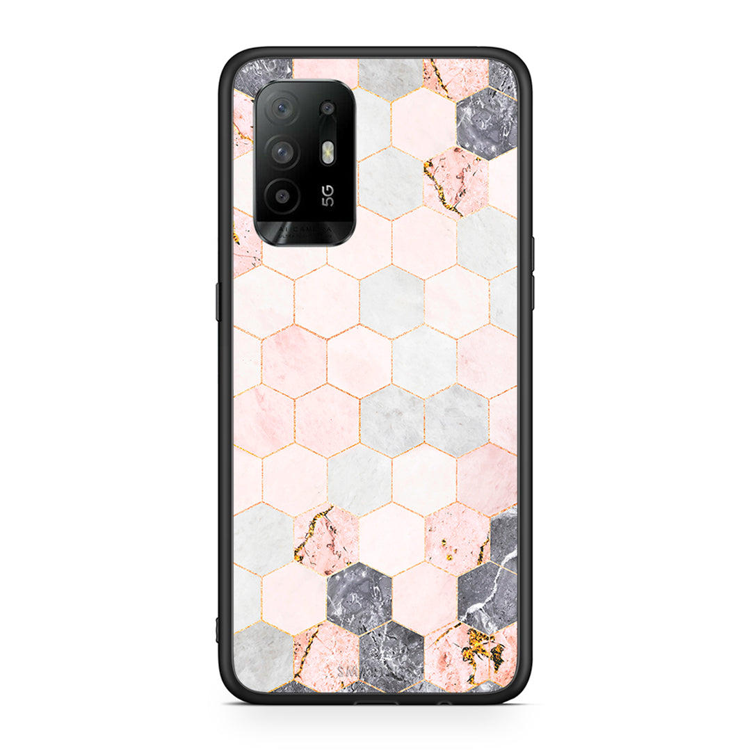 4 - Oppo A94 5G Hexagon Pink Marble case, cover, bumper