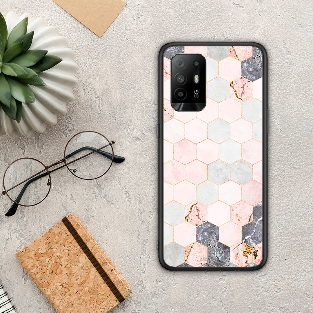 Marble Hexagon Pink - Oppo A94 5G / F19 Pro / Reno5 Lite θήκη