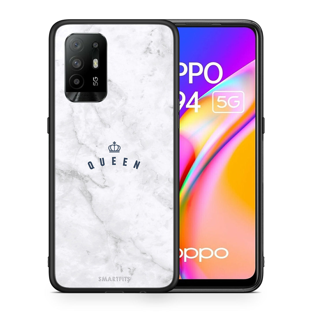 Θήκη Oppo A94 5G Queen Marble από τη Smartfits με σχέδιο στο πίσω μέρος και μαύρο περίβλημα | Oppo A94 5G Queen Marble case with colorful back and black bezels