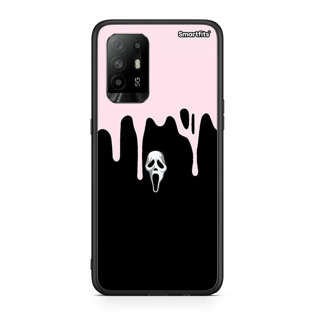 Oppo A94 5G Melting Halloween Mask θήκη από τη Smartfits με σχέδιο στο πίσω μέρος και μαύρο περίβλημα | Smartphone case with colorful back and black bezels by Smartfits