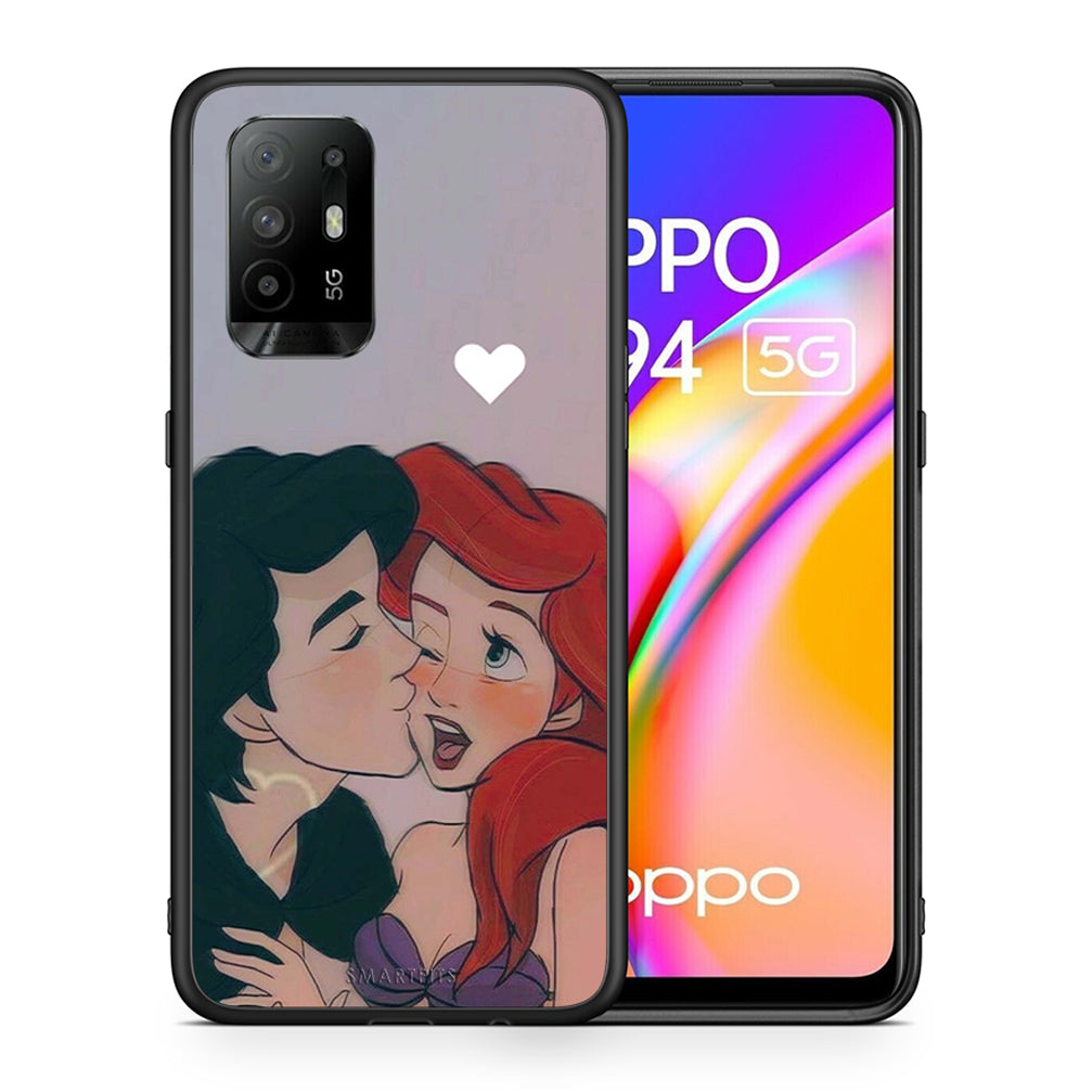Θήκη Αγίου Βαλεντίνου Oppo A94 5G Mermaid Love από τη Smartfits με σχέδιο στο πίσω μέρος και μαύρο περίβλημα | Oppo A94 5G Mermaid Love case with colorful back and black bezels
