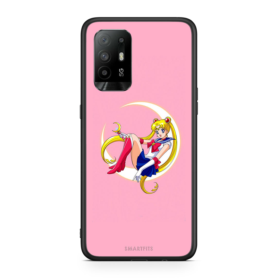 Oppo A94 5G Moon Girl θήκη από τη Smartfits με σχέδιο στο πίσω μέρος και μαύρο περίβλημα | Smartphone case with colorful back and black bezels by Smartfits