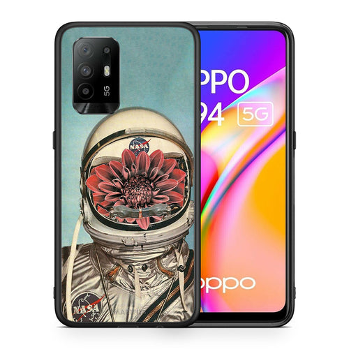 Θήκη Oppo A94 5G Nasa Bloom από τη Smartfits με σχέδιο στο πίσω μέρος και μαύρο περίβλημα | Oppo A94 5G Nasa Bloom case with colorful back and black bezels