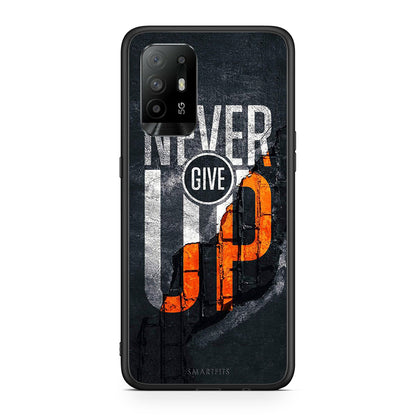 Oppo A94 5G Never Give Up Θήκη Αγίου Βαλεντίνου από τη Smartfits με σχέδιο στο πίσω μέρος και μαύρο περίβλημα | Smartphone case with colorful back and black bezels by Smartfits