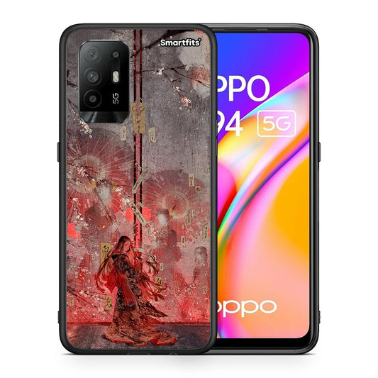 Θήκη Oppo A94 5G Nezuko Kamado από τη Smartfits με σχέδιο στο πίσω μέρος και μαύρο περίβλημα | Oppo A94 5G Nezuko Kamado case with colorful back and black bezels