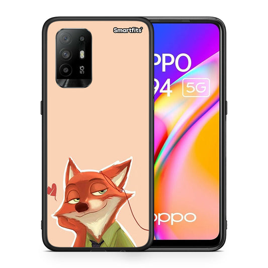 Θήκη Oppo A94 5G Nick Wilde And Judy Hopps Love 1 από τη Smartfits με σχέδιο στο πίσω μέρος και μαύρο περίβλημα | Oppo A94 5G Nick Wilde And Judy Hopps Love 1 case with colorful back and black bezels