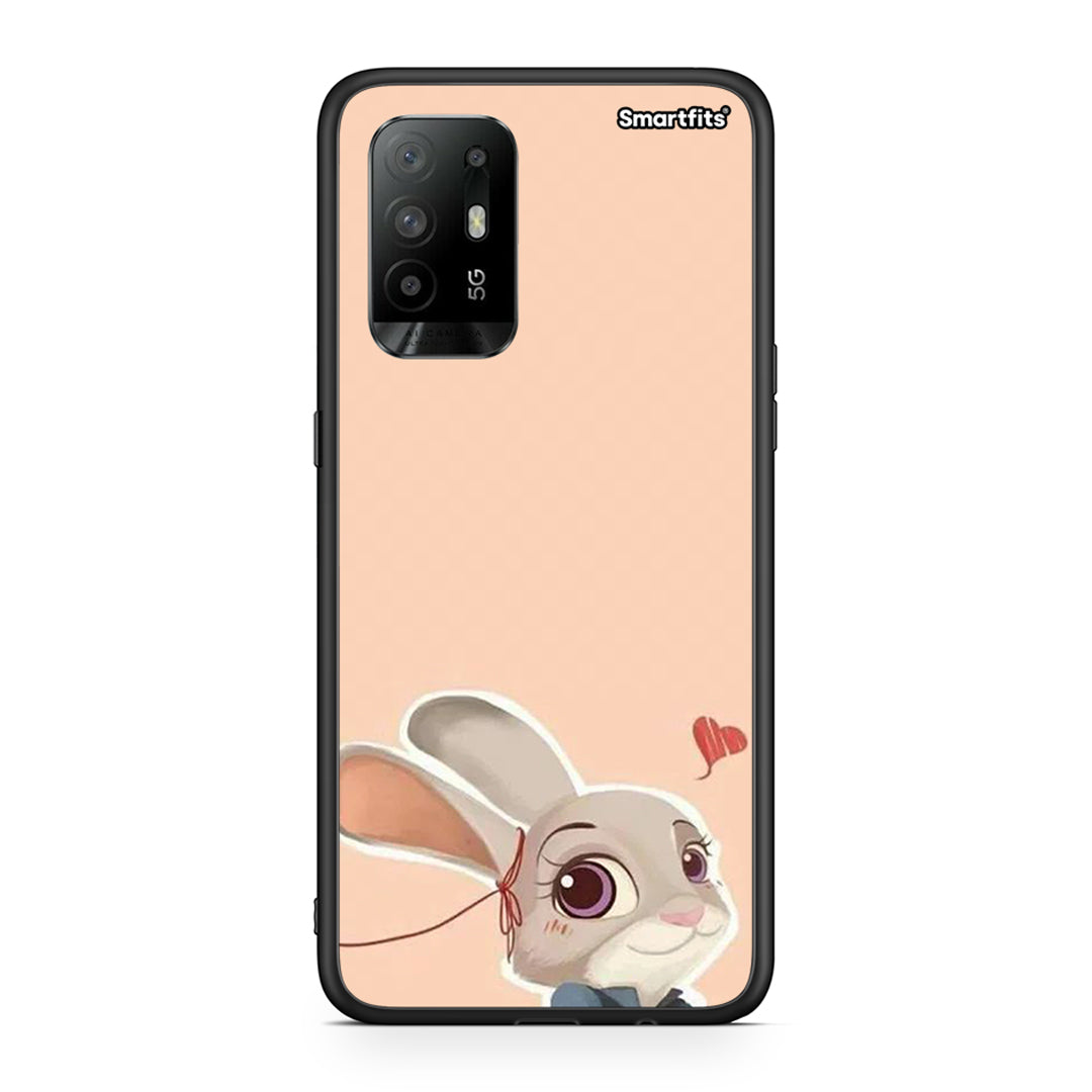 Oppo A94 5G Nick Wilde And Judy Hopps Love 2 θήκη από τη Smartfits με σχέδιο στο πίσω μέρος και μαύρο περίβλημα | Smartphone case with colorful back and black bezels by Smartfits