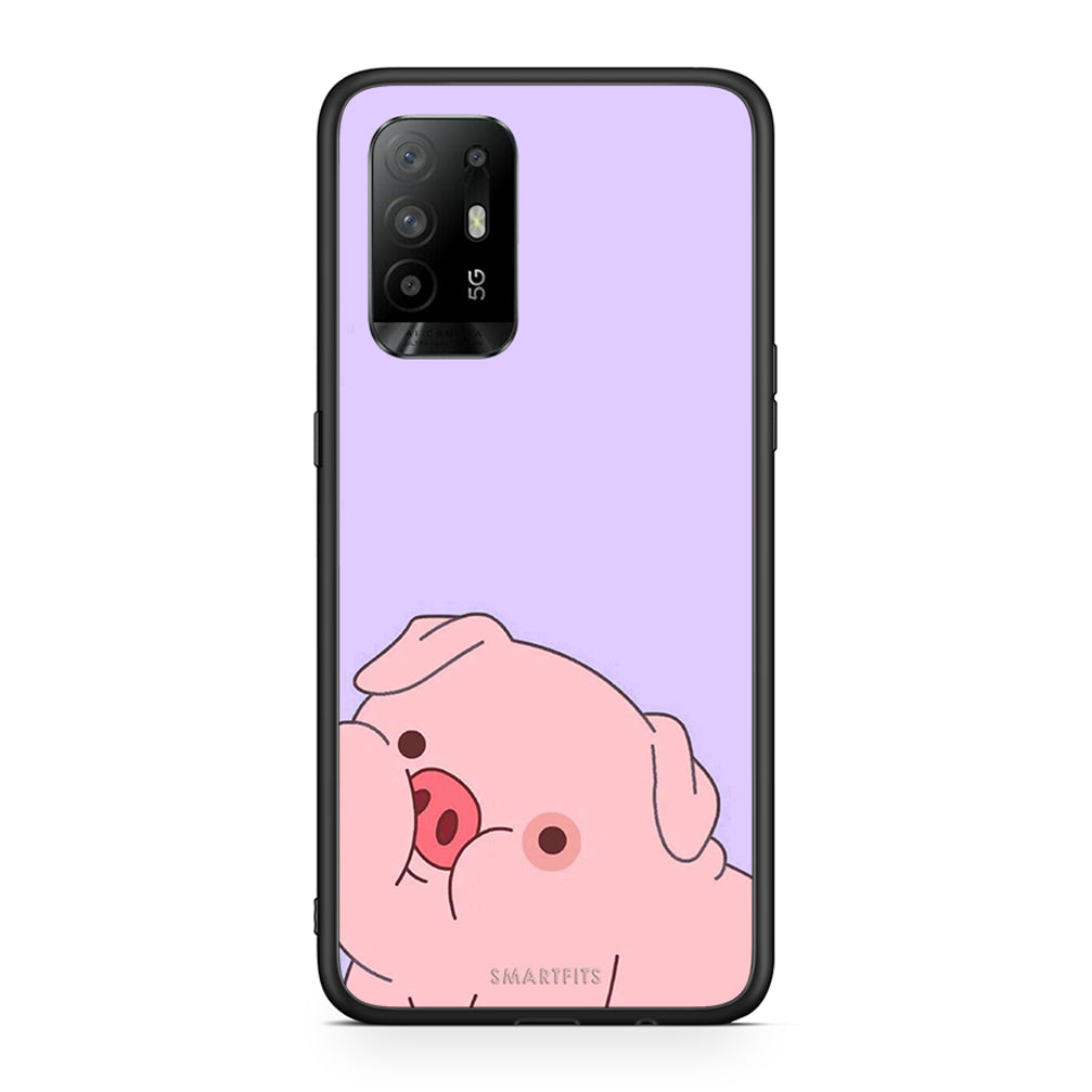 Oppo A94 5G Pig Love 2 Θήκη Αγίου Βαλεντίνου από τη Smartfits με σχέδιο στο πίσω μέρος και μαύρο περίβλημα | Smartphone case with colorful back and black bezels by Smartfits