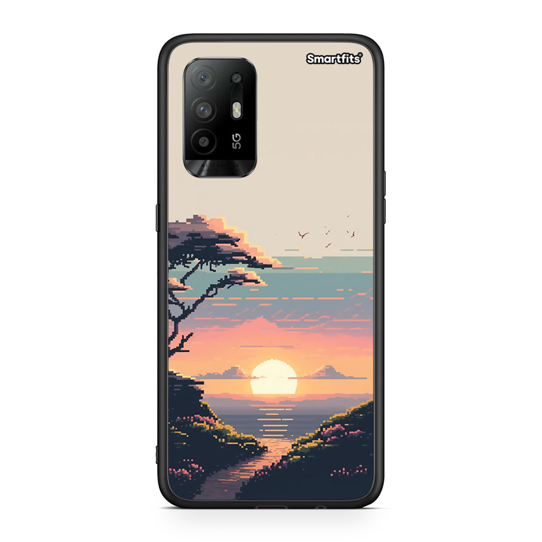 Oppo A94 5G Pixel Sunset θήκη από τη Smartfits με σχέδιο στο πίσω μέρος και μαύρο περίβλημα | Smartphone case with colorful back and black bezels by Smartfits