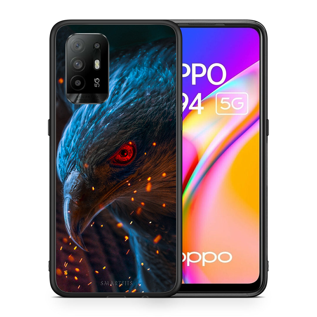 Θήκη Oppo A94 5G Eagle PopArt από τη Smartfits με σχέδιο στο πίσω μέρος και μαύρο περίβλημα | Oppo A94 5G Eagle PopArt case with colorful back and black bezels