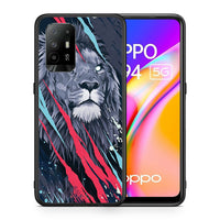 Thumbnail for Θήκη Oppo A94 5G Lion Designer PopArt από τη Smartfits με σχέδιο στο πίσω μέρος και μαύρο περίβλημα | Oppo A94 5G Lion Designer PopArt case with colorful back and black bezels