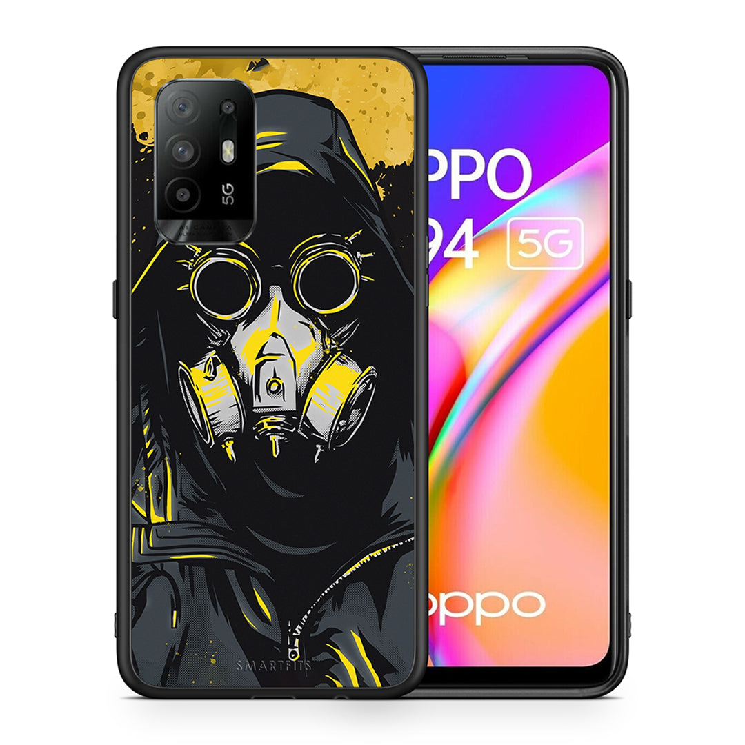 Θήκη Oppo A94 5G Mask PopArt από τη Smartfits με σχέδιο στο πίσω μέρος και μαύρο περίβλημα | Oppo A94 5G Mask PopArt case with colorful back and black bezels