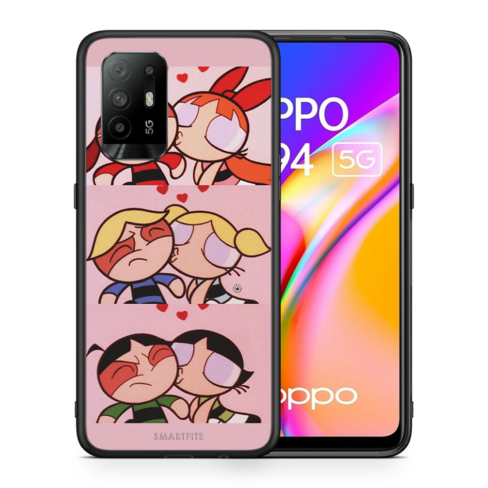 Θήκη Αγίου Βαλεντίνου Oppo A94 5G Puff Love από τη Smartfits με σχέδιο στο πίσω μέρος και μαύρο περίβλημα | Oppo A94 5G Puff Love case with colorful back and black bezels