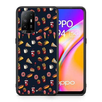 Θήκη Oppo A94 5G Hungry Random από τη Smartfits με σχέδιο στο πίσω μέρος και μαύρο περίβλημα | Oppo A94 5G Hungry Random case with colorful back and black bezels