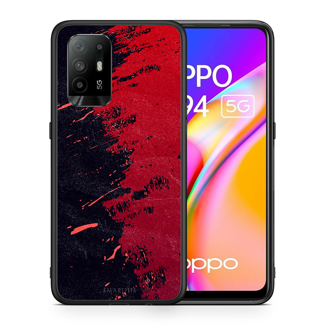 Θήκη Αγίου Βαλεντίνου Oppo A94 5G Red Paint από τη Smartfits με σχέδιο στο πίσω μέρος και μαύρο περίβλημα | Oppo A94 5G Red Paint case with colorful back and black bezels