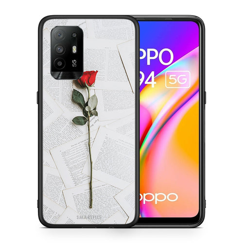 Θήκη Oppo A94 5G Red Rose από τη Smartfits με σχέδιο στο πίσω μέρος και μαύρο περίβλημα | Oppo A94 5G Red Rose case with colorful back and black bezels