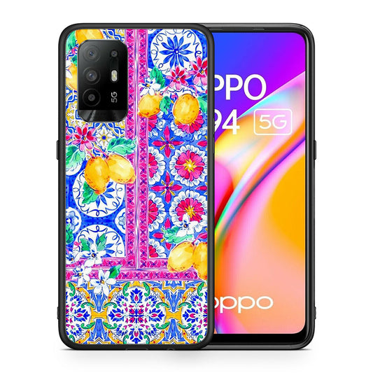 Θήκη Oppo A94 5G Retro Spring από τη Smartfits με σχέδιο στο πίσω μέρος και μαύρο περίβλημα | Oppo A94 5G Retro Spring case with colorful back and black bezels
