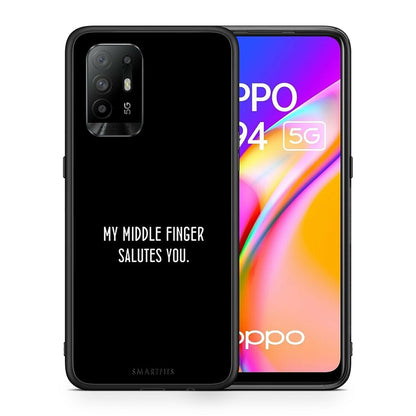 Θήκη Oppo A94 5G Salute από τη Smartfits με σχέδιο στο πίσω μέρος και μαύρο περίβλημα | Oppo A94 5G Salute case with colorful back and black bezels