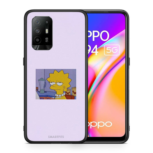 Θήκη Oppo A94 5G So Happy από τη Smartfits με σχέδιο στο πίσω μέρος και μαύρο περίβλημα | Oppo A94 5G So Happy case with colorful back and black bezels