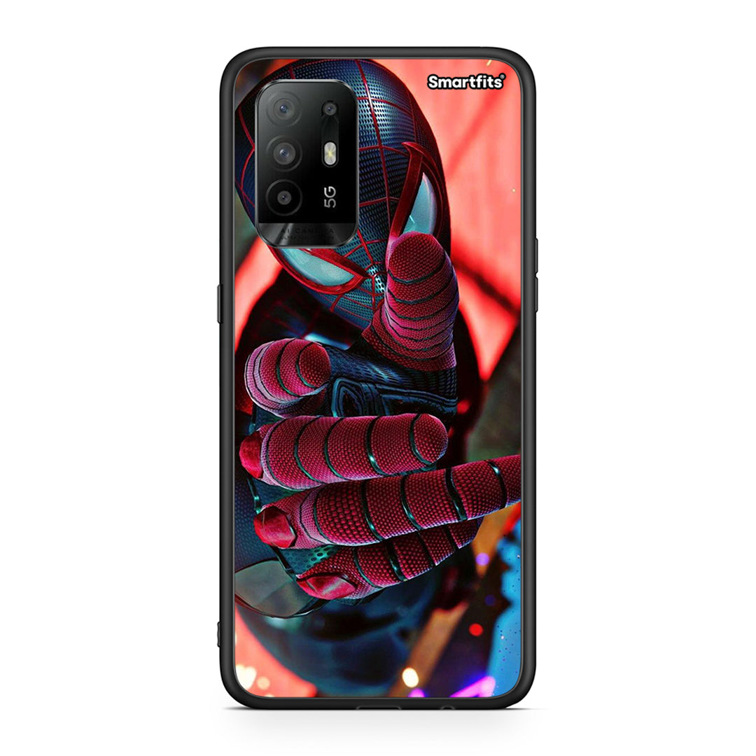 Oppo A94 5G Spider Hand θήκη από τη Smartfits με σχέδιο στο πίσω μέρος και μαύρο περίβλημα | Smartphone case with colorful back and black bezels by Smartfits