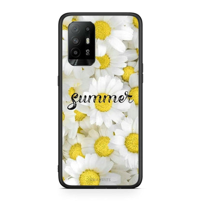 Oppo A94 5G Summer Daisies Θήκη από τη Smartfits με σχέδιο στο πίσω μέρος και μαύρο περίβλημα | Smartphone case with colorful back and black bezels by Smartfits