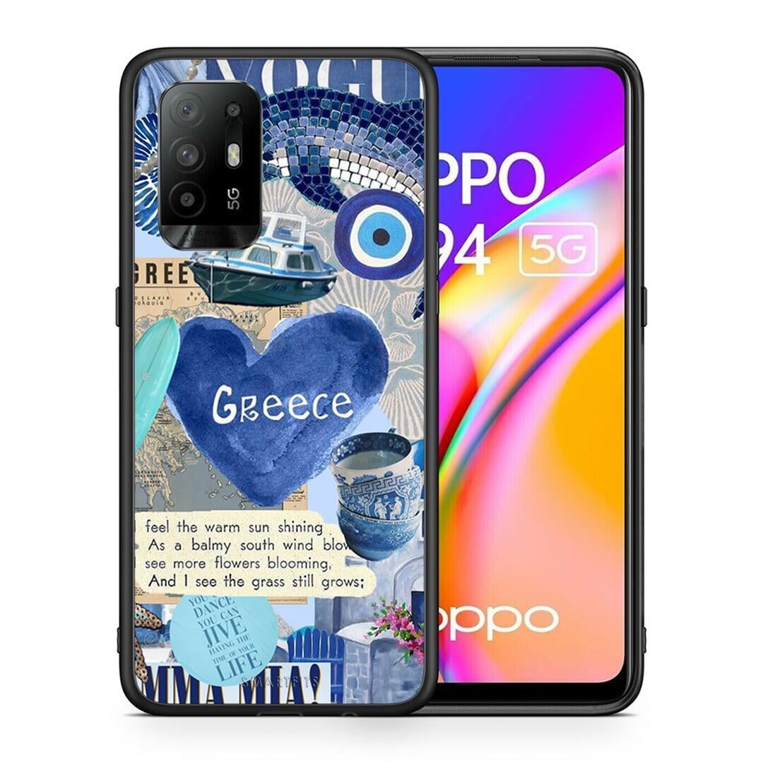 Θήκη Oppo A94 5G Summer In Greece από τη Smartfits με σχέδιο στο πίσω μέρος και μαύρο περίβλημα | Oppo A94 5G Summer In Greece case with colorful back and black bezels