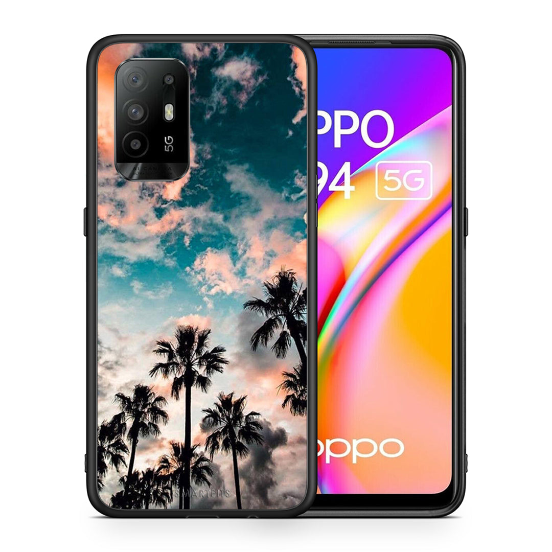 Θήκη Oppo A94 5G Sky Summer από τη Smartfits με σχέδιο στο πίσω μέρος και μαύρο περίβλημα | Oppo A94 5G Sky Summer case with colorful back and black bezels