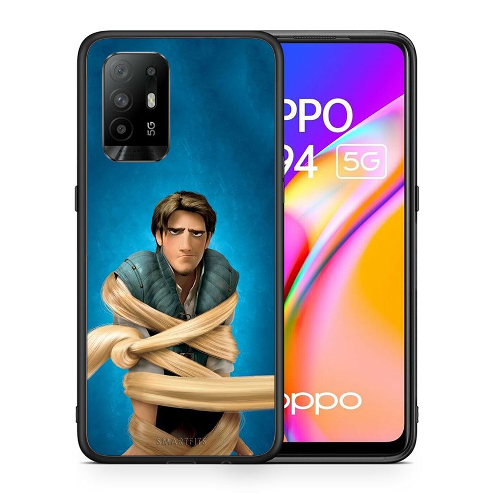 Θήκη Αγίου Βαλεντίνου Oppo A94 5G Tangled 1 από τη Smartfits με σχέδιο στο πίσω μέρος και μαύρο περίβλημα | Oppo A94 5G Tangled 1 case with colorful back and black bezels